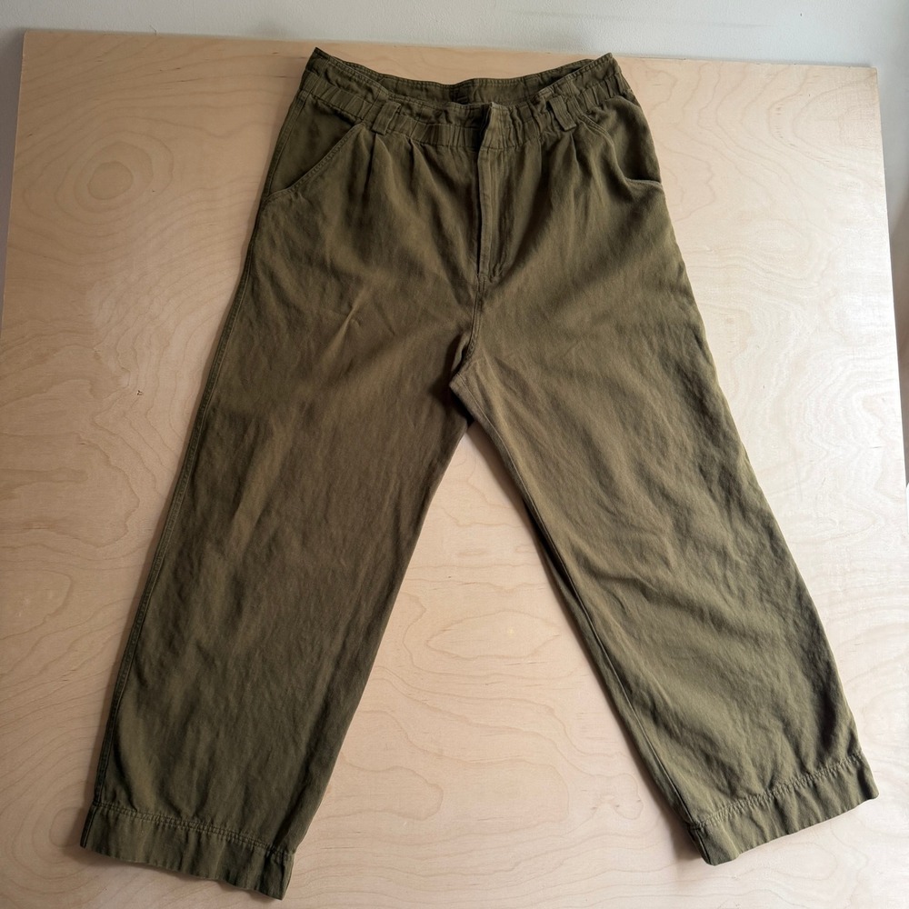 Apiece Apart Linen Cotton Wide Leg Pants Son Vida Olive Green Relaxed Capsule